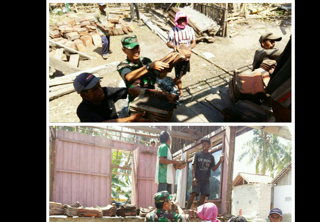 Wujudkan Sinergitas TNI Rakyat Babinsa Sapeken Bantu Warga Rehab Rumah